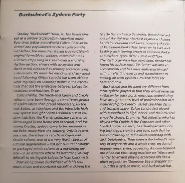 Buckwheat Zydeco - Buckwheat's Zydeco Party (CD, Album, Comp) (Near Mint (NM or M-)) - Image 3