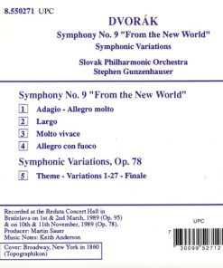 Alternative view of Antonín Dvořák, Slovak Philharmonic Orchestra, Stephen Gunzenhauser - Symphony No. 9 "From The New World" / Symphonic Variations (CD, Album) (Near Mint (NM or M-))