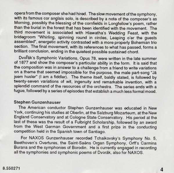 Antonín Dvořák, Slovak Philharmonic Orchestra, Stephen Gunzenhauser - Symphony No. 9 "From The New World" / Symphonic Variations (CD, Album) (Near Mint (NM or M-)) - Image 5