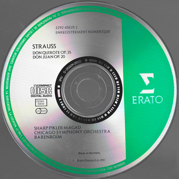 Richard Strauss / Daniel Barenboim, Chicago Symphony Orchestra - Don Juan, Op 20 / Don Quixote, Op. 35 (CD, Album) (Near Mint (NM or M-)) - Image 3