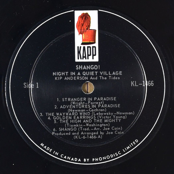 Kip Anderson And The Tides - Shango! Night In A Quiet Village (LP, Mono) (Mint (M)) - Image 3