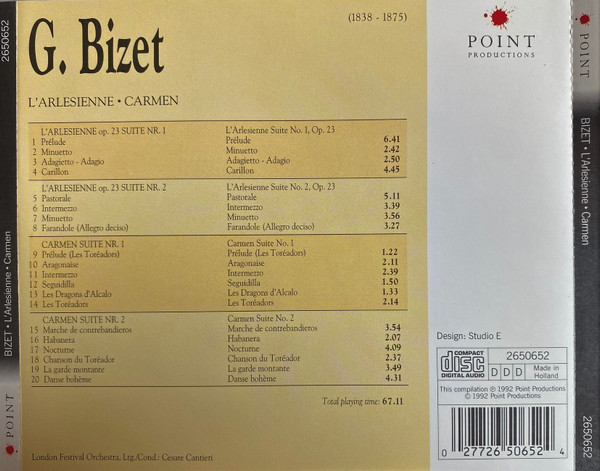 London Festival Orchestra (2), Cesare Cantieri - Bizet: L'Arlesienne - Carmen (CD, Comp) (Near Mint (NM or M-)) - Image 2