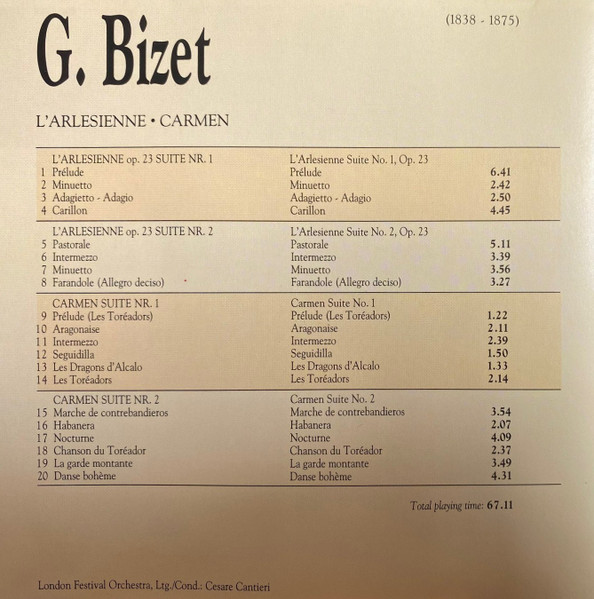 London Festival Orchestra (2), Cesare Cantieri - Bizet: L'Arlesienne - Carmen (CD, Comp) (Near Mint (NM or M-)) - Image 4