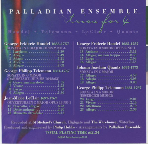 Palladian Ensemble - Trios For 4 (CD, Album) (Near Mint (NM or M-)) - Image 2