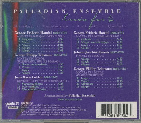 Palladian Ensemble - Trios For 4 (CD, Album) (Near Mint (NM or M-)) - Image 4