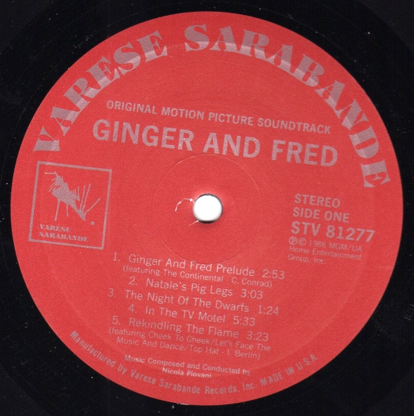 Nicola Piovani - Ginger & Fred - Original Motion Picture Soundtrack (LP, Album) (Mint (M)) - Image 3