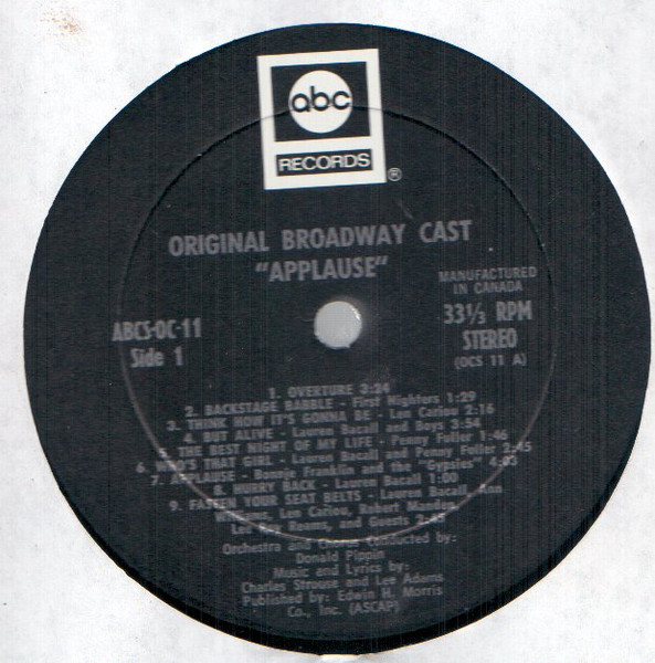 Lauren Bacall - Applause (Original Broadway Cast) (LP, Album, Gat) (Mint (M)) - Image 2