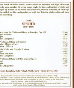 Alternative view of Louis Spohr, Sophie Langdon, Hugh Webb -  Music For Violin And Harp Vol. 1 (CD, Album) (Near Mint (NM or M-))