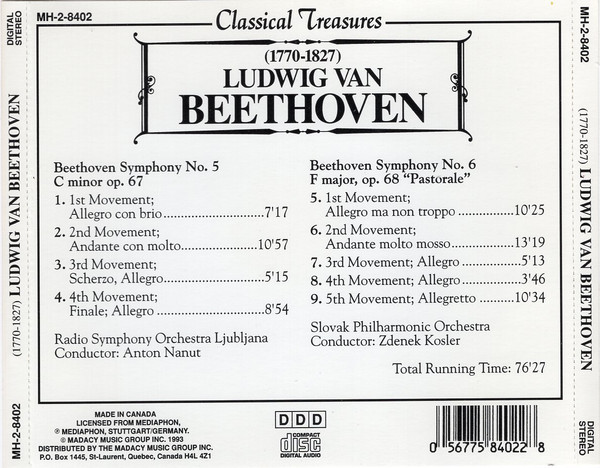 Ludwig Van Beethoven - (1770-1827) Ludwig Van Beethoven - Beethoven Symphony No. 5 C Minor, Op. 67 - Beethoven Symphony No. 6 F Major, Op. 68 "Pastorale" (CD, Album) (Near Mint (NM or M-)) - Image 3