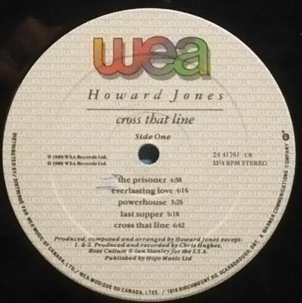 Howard Jones - Cross That Line (LP, Album) (Mint (M)) - Image 3