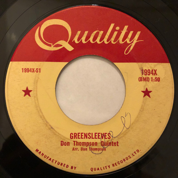 Don Thompson Quintet - Greensleeves (7", Single) (Very Good Plus (VG+))