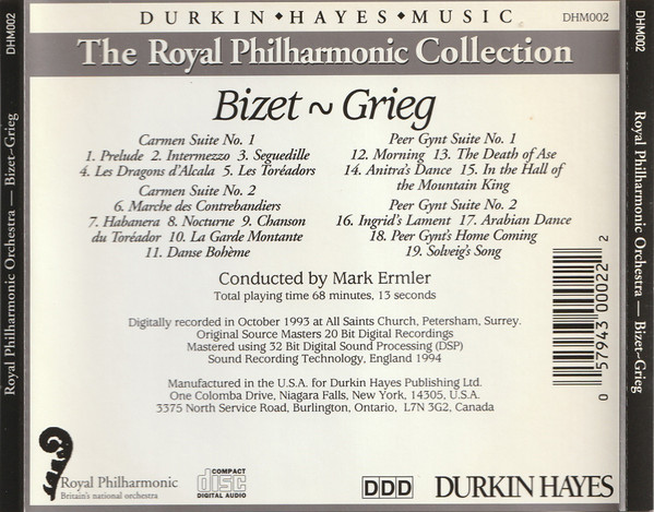 Georges Bizet / Edvard Grieg, Royal Philharmonic Orchestra Conducted By Mark Ermler - Carmen Suites No.1&2 / Peer Gynt Suites No.1&2 (CD, Comp) (Near Mint (NM or M-)) - Image 4