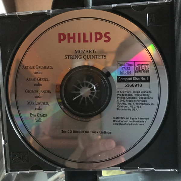 Wolfgang Amadeus Mozart - String Quintets (3xCD, Comp, Club, RE) (Near Mint (NM or M-)) - Image 3