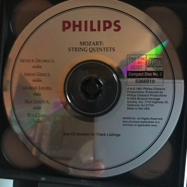 Wolfgang Amadeus Mozart - String Quintets (3xCD, Comp, Club, RE) (Near Mint (NM or M-)) - Image 5