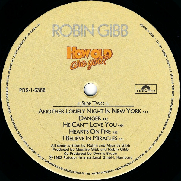 Robin Gibb - How Old Are You? (LP, Album) (Mint (M)) - Image 4