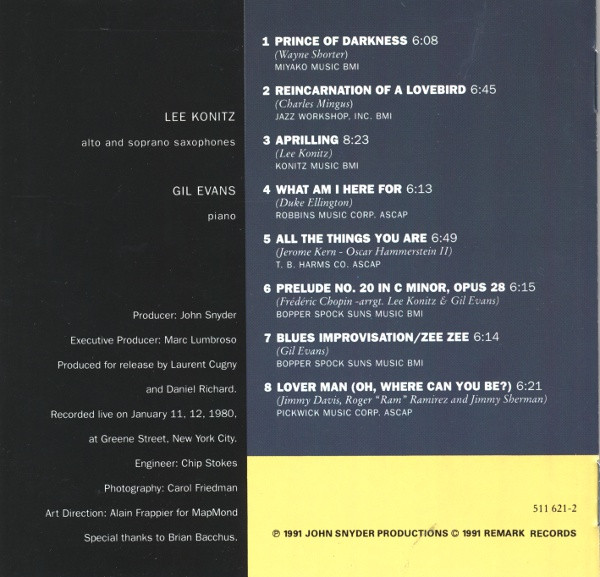 Lee Konitz, Gil Evans - Heroes (CD, Album) (Near Mint (NM or M-)) - Image 3