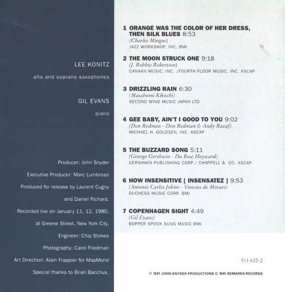 Lee Konitz - Gil Evans - Anti-Heroes (CD, Album) (Near Mint (NM or M-)) - Image 2