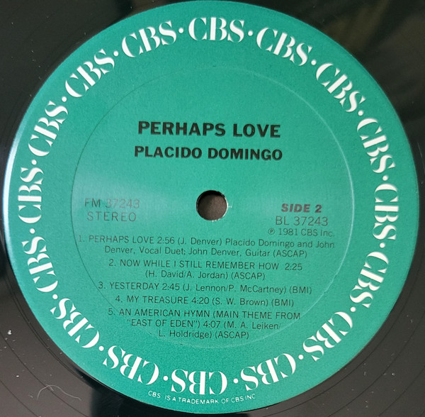 Placido Domingo With John Denver - Perhaps Love (LP, Album, Car) (Mint (M)) - Image 4