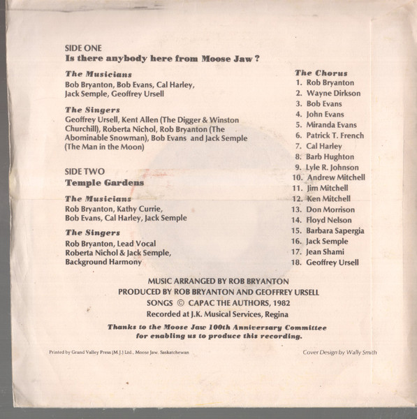 Ken Mitchell (12), Barbara Ursell And Geoffrey Ursell - Songs From The Year Of The Moose (7", Single) (Near Mint (NM or M-)) - Image 2