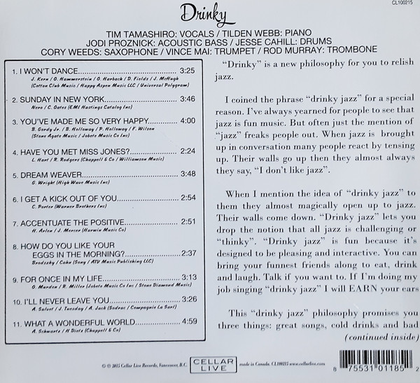Tim Tamashiro - Drinky (CD, Album, Dig) (Near Mint (NM or M-)) - Image 2