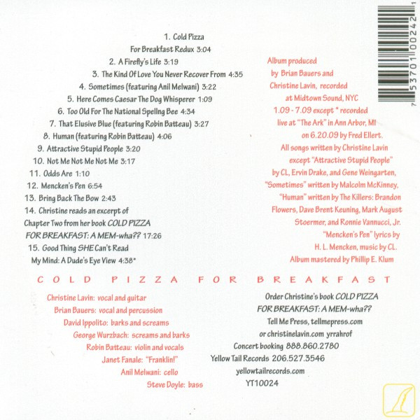 Christine Lavin - Cold Pizza For Breakfast (CD, Album) (Mint (M)) - Image 2