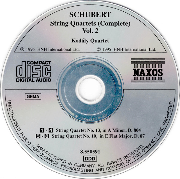 Franz Schubert, Kodály Quartet - String Quartets (Complete) Vol. 2 (CD, Album) (Near Mint (NM or M-)) - Image 3