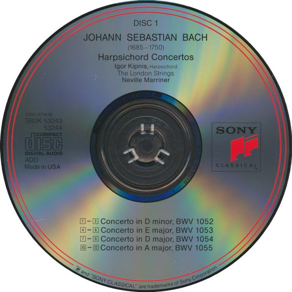 Johann Sebastian Bach, Igor Kipnis, London String Players, Sir Neville Marriner - Harpsichord Concertos = Cembalokonzerte = Concertos Pour Clavecin (2xCD, RE) (Mint (M)) - Image 3