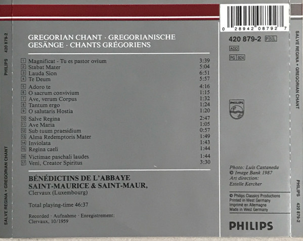 Benediktiner Mönche Der Abtei Saint-Maurice & Saint-Maur - Salve Regina (Gregorian Chant • Gregorianische Gesänge • Chants Grégoriens) (CD, Album, RE, RM) (Near Mint (NM or M-)) - Image 3