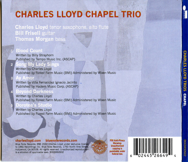 Charles Lloyd - Trios: Chapel (CD, Album) (Mint (M)) - Image 2