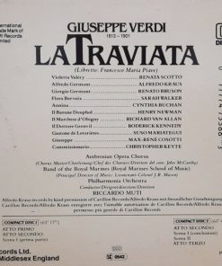 Alternative view of Giuseppe Verdi - Renata Scotto · Alfredo Kraus · Renato Bruson · Philharmonia Orchestra · The Ambrosian Opera Chorus · Riccardo Muti - La Traviata (2xCD, Album, RE + Box, Sli) (Near Mint (NM or M-))