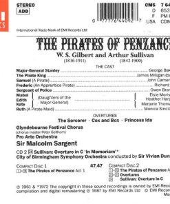 Alternative view of Gilbert & Sullivan, Sir Malcolm Sargent - The Pirates Of Penzance (2xCD, Album) (Near Mint (NM or M-))