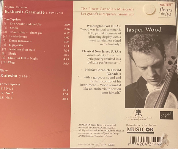 Jasper Wood, Sophie-Carmen Eckhardt-Gramatté, Gary Kulesha - 13 Canadian Caprices (CD, Album) (Near Mint (NM or M-)) - Image 3