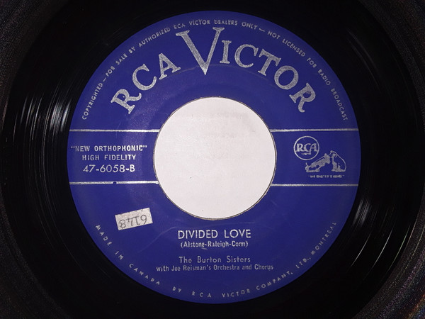 The Burton Sisters - Doin' The French Can-Can / Divided Love (7") (Very Good (VG)) - Image 2