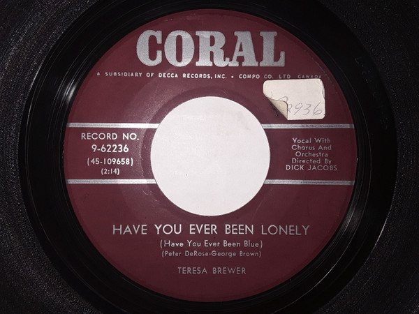 Teresa Brewer - When Do You Love Me / Have You Ever Been Lonely (7") (Very Good (VG)) - Image 2