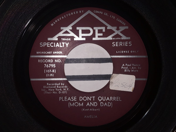 Amelia (8) - Voodoo Doll / Please Don't Quarrel (Mom and Dad) (7", Single) (Very Good Plus (VG+)) - Image 2