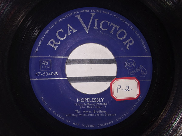 The Ames Brothers With Hugo Winterhalter Orchestra - One More Time (7", Single) (Very Good (VG)) - Image 2