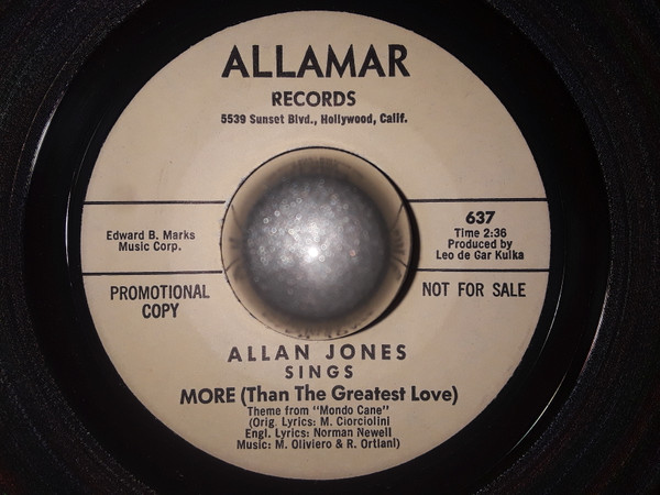 Allan Jones (5) - Allan Jones Sings (7", Single, Promo) (Near Mint (NM or M-)) - Image 2