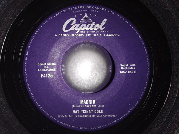 Nat King Cole - Give Me Your Love / Madrid (7") (Very Good (VG)) - Image 2