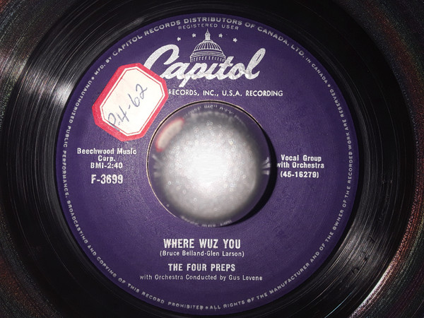 The Four Preps - Where Wuz You / Falling Star (7", Single, Los) (Very Good (VG))