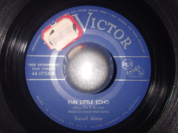Darrell Glenn - Banjo Mambo / Run Little Echo (7", Single) (Very Good (VG)) - Image 2
