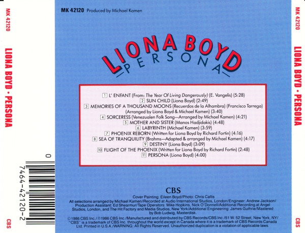 Liona Boyd - Persona (CD, Album) (Near Mint (NM or M-)) - Image 2