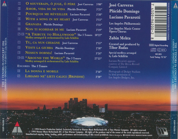 José Carreras - Placido Domingo - Luciano Pavarotti With Zubin Mehta - The 3 Tenors In Concert 1994 (CD, Album) (Near Mint (NM or M-)) - Image 3