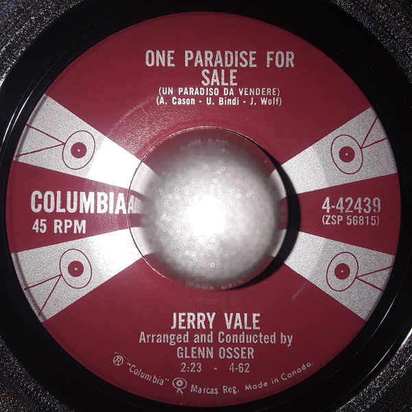 Jerry Vale - Ah! Camminare / One Paradise For Sale (7", Single) (Very Good Plus (VG+)) - Image 2