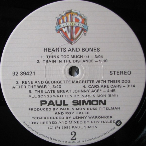 Paul Simon - Hearts And Bones (LP, Album) (Mint (M)) - Image 4