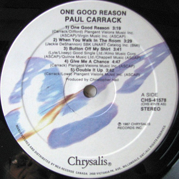 Paul Carrack - One Good Reason (LP, Album) (Mint (M)) - Image 3