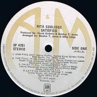 Rita Coolidge - Satisfied (LP, Album) (Mint (M)) - Image 3