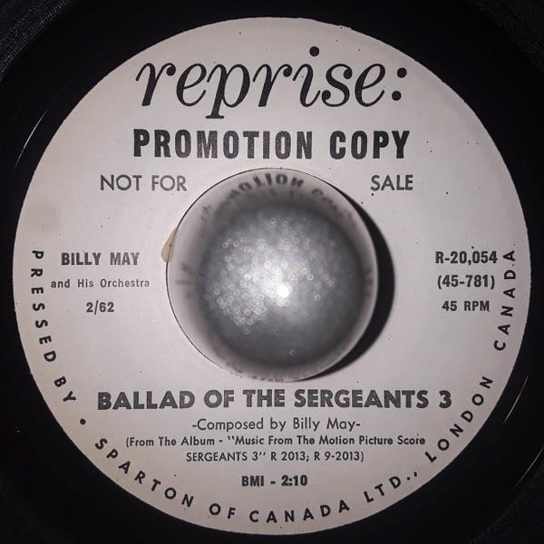 Billy May And His Orchestra - Ballad Of The Sergeants 3 / Sergeant Boswell's Rock (7", Promo) (Very Good Plus (VG+))