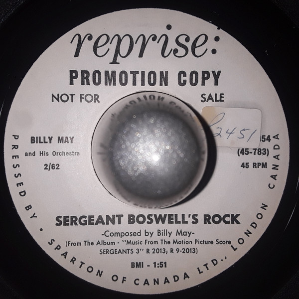 Billy May And His Orchestra - Ballad Of The Sergeants 3 / Sergeant Boswell's Rock (7", Promo) (Very Good Plus (VG+)) - Image 2