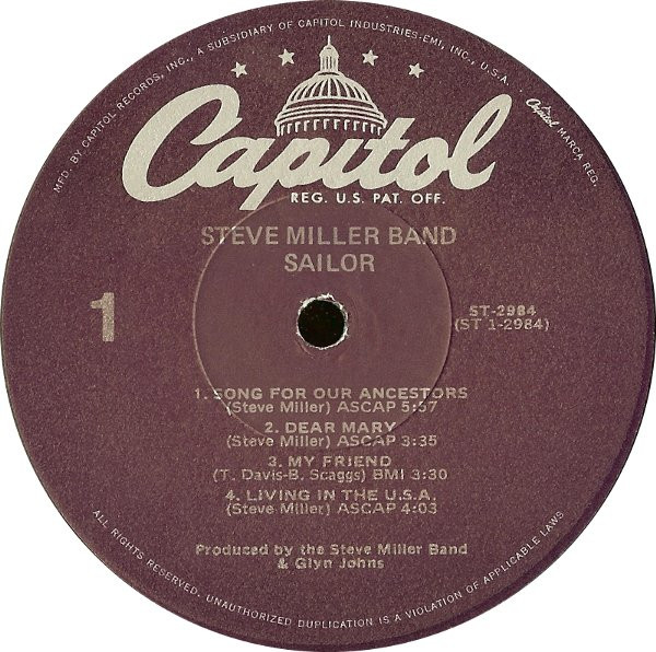 Steve Miller Band - Sailor (LP, Album, RE) (Mint (M)) - Image 2