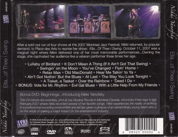 Nikki Yanofsky - Ella...Of Thee I Swing (CD, Album + DVD, Multichannel, NTSC, Reg + 2-D) (Near Mint (NM or M-)) - Image 2